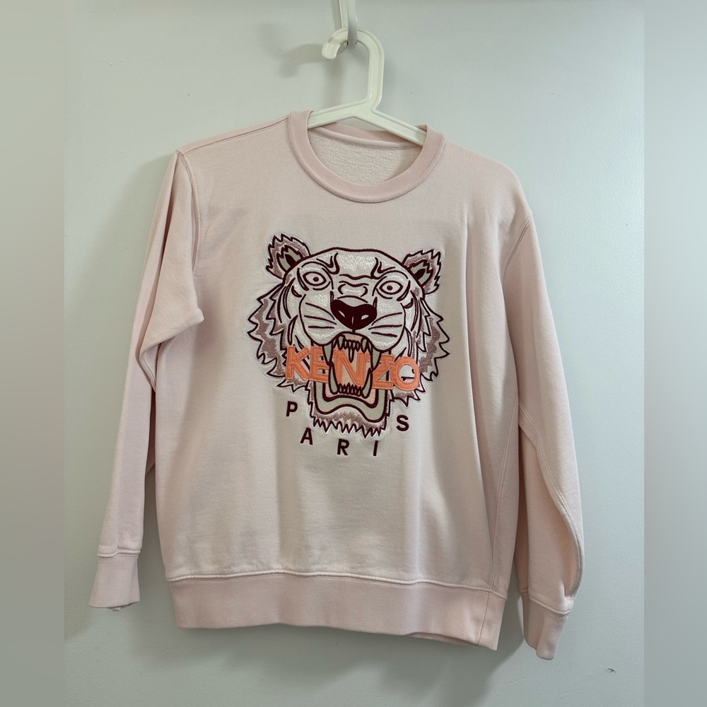 Kenzo Light Pink Tiger Embroidered Sweatshirt